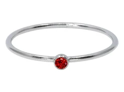 Sterling Silver January Birthstone Stacking Ring 2mm Garnet Cubic Zirconia