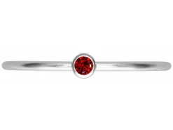 Sterling Silver January Birthstone Stacking Ring 2mm Garnet Cubic Zirconia