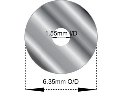 Sterling Silver Jointing Tube, Outside Diameter 6.35mm, Inside Diameter 1.55mm, 2.4mm Wall Thickness, 100% Recycled Silver