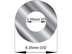 Sterling Silver Jointing Tube, Outside Diameter 6.35mm, Inside Diameter 3.05mm, 1.65mm Wall Thickness, 100% Recycled Silver