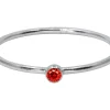 Sterling Silver July Birthstone Stacking Ring 2mm Ruby Cubic Zirconia