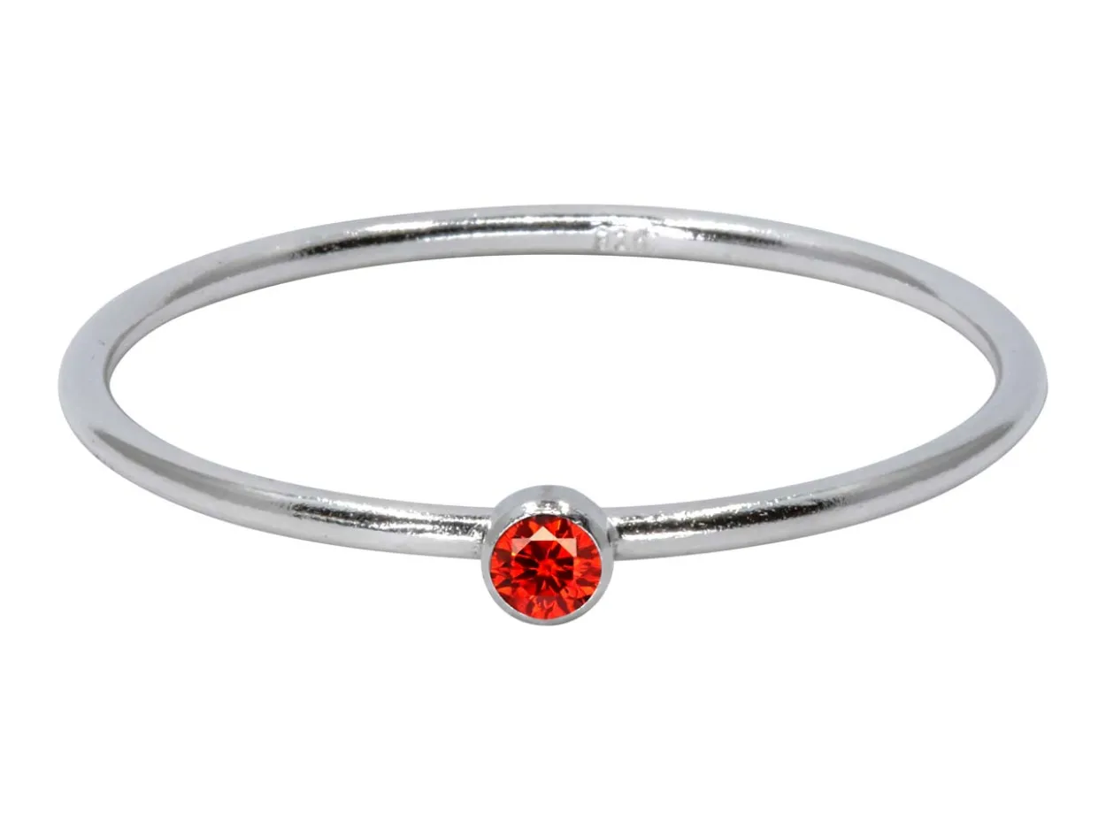 Sterling Silver July Birthstone Stacking Ring 2mm Ruby Cubic Zirconia