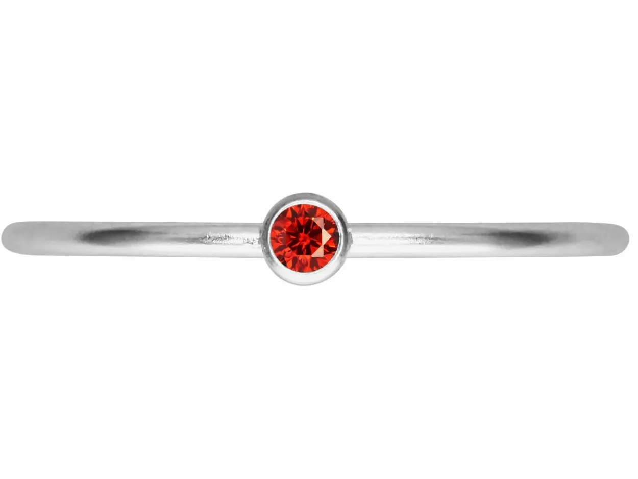Sterling Silver July Birthstone Stacking Ring 2mm Ruby Cubic Zirconia