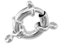 Sterling Silver Jumbo Bolt Ring 15mm, V8, 2 Moveable Double Rings And 2 Jump Rings, Stamped 'stg 925'