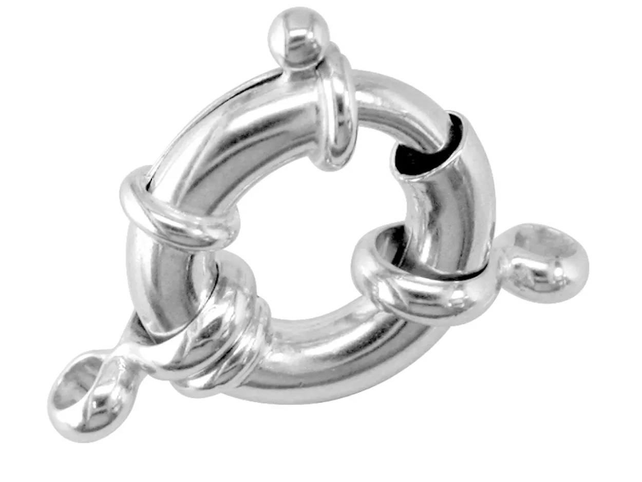 Sterling Silver Jumbo Bolt Ring 18mm, V8, 2 Moveable Double Rings And 3 Jump Rings
