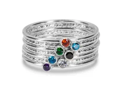 Sterling Silver June Birthstone Stacking Ring 2mm Light Amethyst Cubic Zirconia