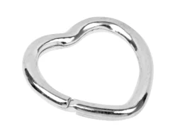 Sterling Silver Key Ring 30mm Split Ring, Heart Shape