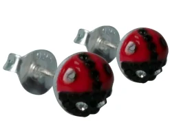 Sterling Silver Ladybird Enamel Design Stud Earrings