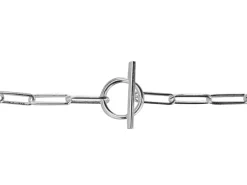 Sterling Silver Large Link Chain Design T-bar Necklet 18