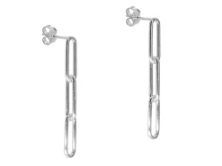 Sterling Silver Large Link Chain Design Drop Earrings