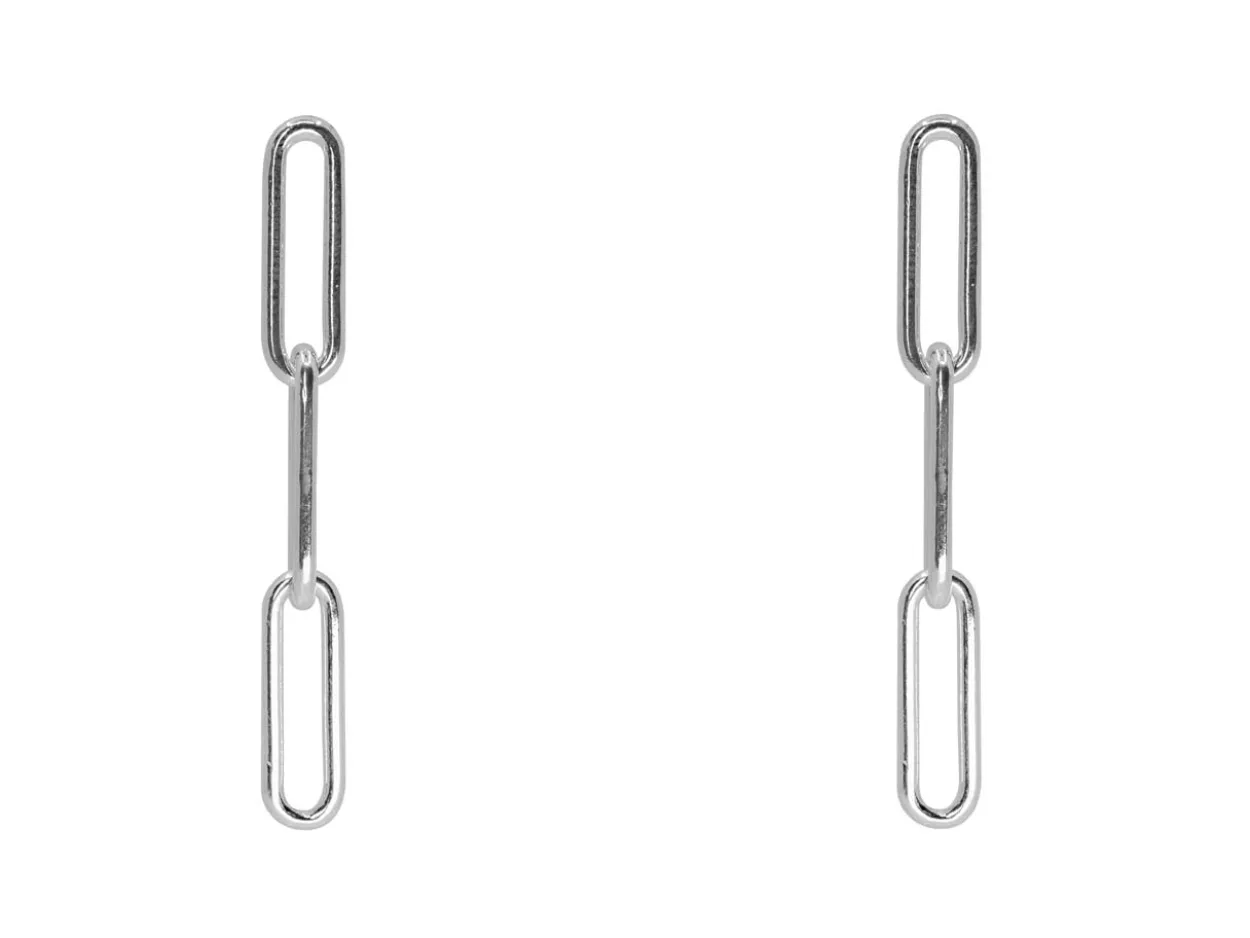 Sterling Silver Large Link Chain Design Drop Earrings
