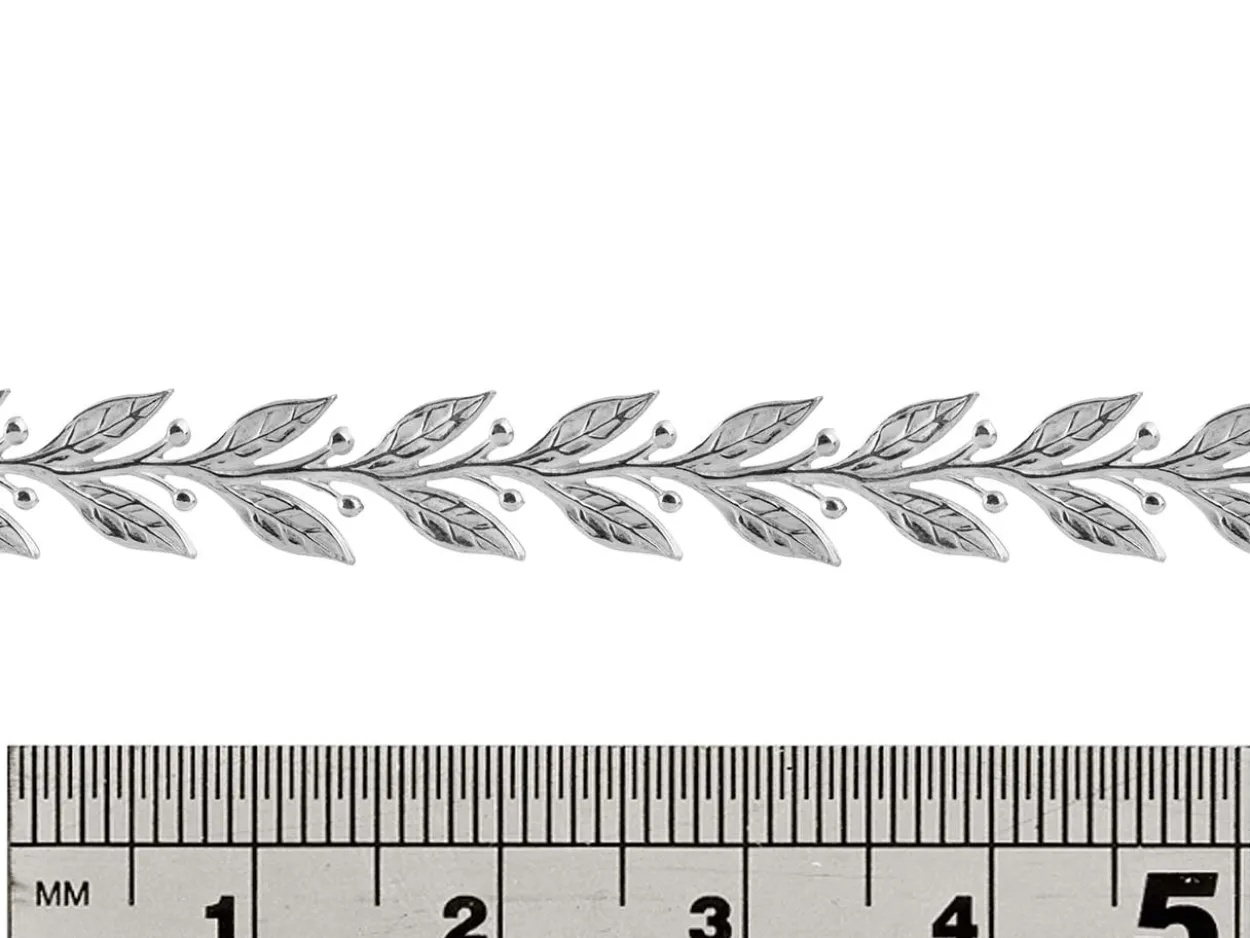 Sterling Silver Leaf And Berry Gallery Strip 6.7mm