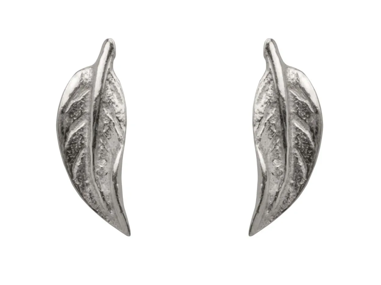 Sterling Silver Leaf Design Stud Earrings