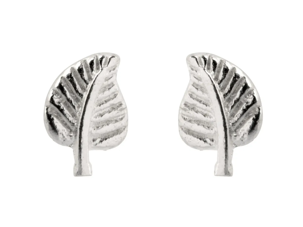 Sterling Silver Leaf Stud Earrings