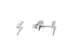 Sterling Silver Lightning Bolt Stud Earrings