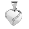Sterling Silver Locket Heart Diamond Curve