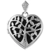 Sterling Silver Locket 17mm Heart Tree Of Life With Cubic Zirconia Set Bail