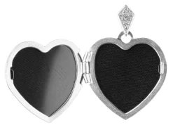 Sterling Silver Locket 17mm Heart Tree Of Life With Cubic Zirconia Set Bail