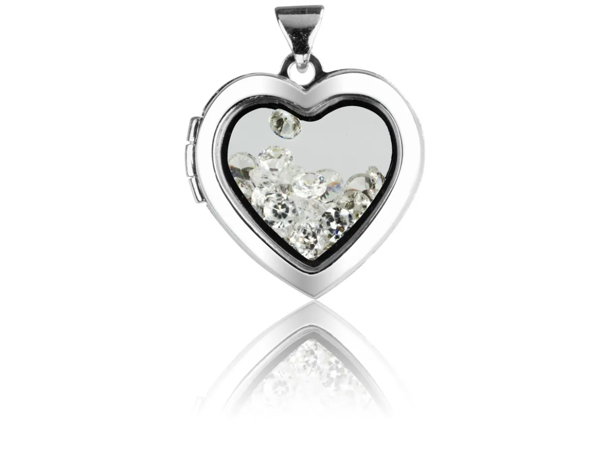 Sterling Silver Locket 18mm Window Heart Design For Holding Precious Items
