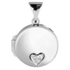 Sterling Silver Locket Round Diamond Set Heart