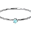Sterling Silver March Birthstone Stacking Ring 2mm Aquamarine Cubic Zirconia