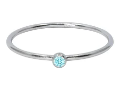 Sterling Silver March Birthstone Stacking Ring 2mm Aquamarine Cubic Zirconia