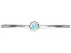 Sterling Silver March Birthstone Stacking Ring 2mm Aquamarine Cubic Zirconia