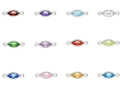 Sterling Silver Marquise Birthstonecz Bezel Connectors Set