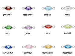 Sterling Silver Marquise Birthstonecz Bezel Connectors Set