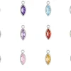 Sterling Silver Marquise Birthstonecz Bezel Drop Connectors Set