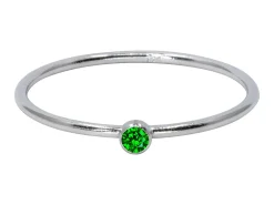 Sterling Silver May Birthstone Stacking Ring 2mm Green Cubic Zirconia