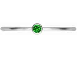 Sterling Silver May Birthstone Stacking Ring 2mm Green Cubic Zirconia