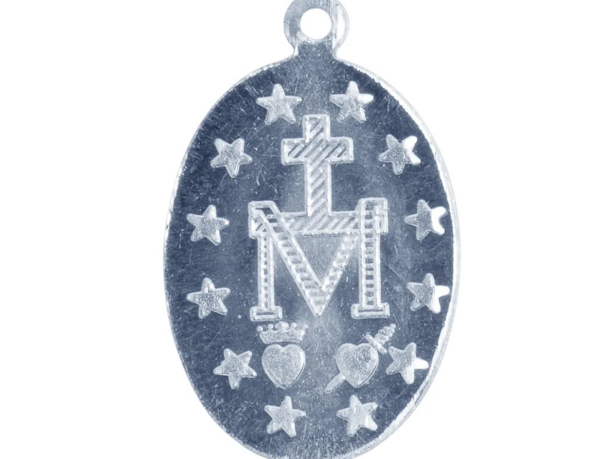 Sterling Silver Miraculous Medal Pendant, 16.2mm X 0.9mm Double Sided, Miraculous Medal Madonna, 100% Recycled Silver