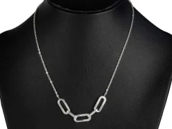 Sterling Silver Mixed Large Link Stone Set Necklet 18"/45cm