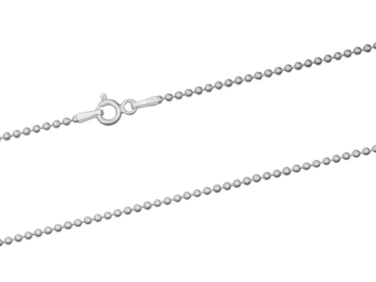 Sterling Silver 1.5mm Ball Chain 18"/45cm Unhallmarked 100% Recycled Silver