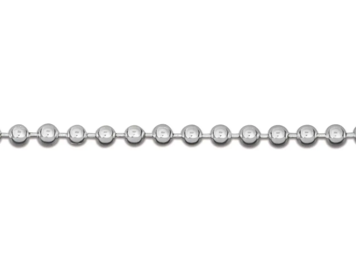Sterling Silver 1.5mm Ball Chain 18"/45cm Unhallmarked 100% Recycled Silver