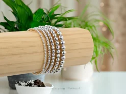 Sterling Silver 3.0mm Beaded Stretch Bracelet 16.5cm/6.5"