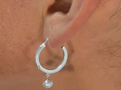 Sterling Silver 14mm Chandelier Hoop Earrings With 1 Drop Pack of 2