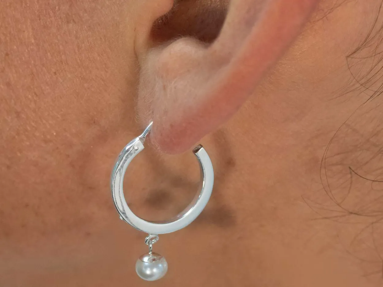 Sterling Silver 14mm Chandelier Hoop Earrings With 1 Drop Pack of 2
