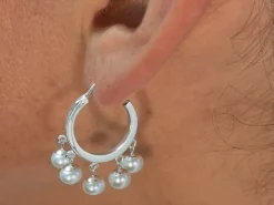 Sterling Silver 18mm Chandelier Hoop Earrings With 5 Drops Pack of 2