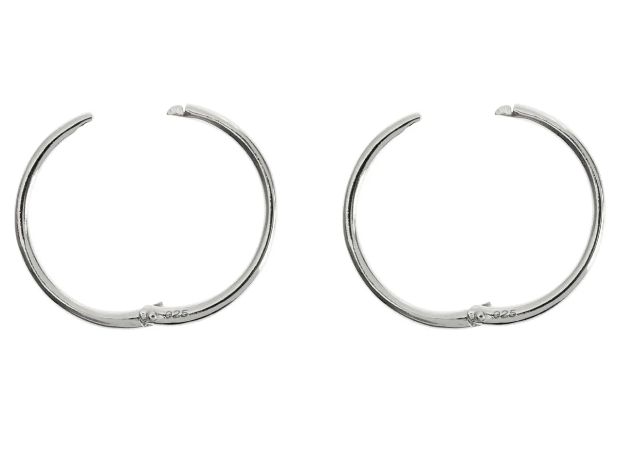 Sterling Silver 16.0mm Click Lock Hoops, Pack Of 2