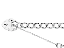Sterling Silver 7.0mm Curb Bracelet 7.5"/19cm Padlock & Safety Chain Hallmarked