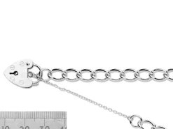 Sterling Silver 7.0mm Curb Bracelet 7.5"/19cm Padlock & Safety Chain Hallmarked