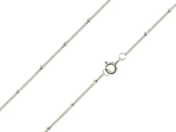 Sterling Silver 1.0mm Curb Chain With Bead Station 18"/45cm Unhallmarked