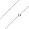 Sterling Silver 1.0mm Curb Chain With Bead Station 16"/40cm Unhallmarked