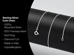 Sterling Silver 0.9mm Diamond Cut Curb Chain 18"/45cm Unhallmarked 100% Recycled Silver
