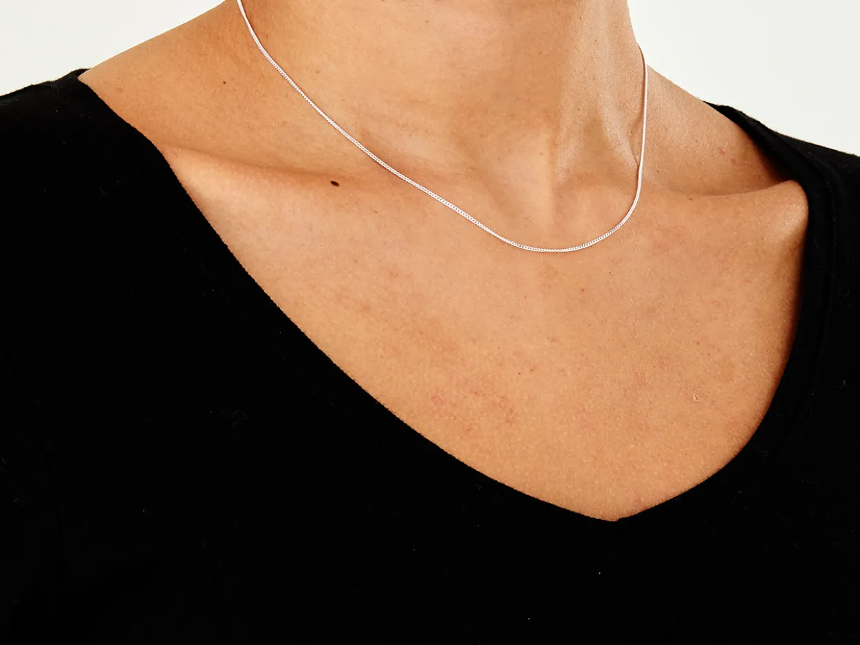 Sterling Silver 1.1mm Diamond Cut Curb Chain 16"/40cm Unhallmarked 100% Recycled Silver