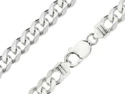 Sterling Silver 9.2mm Diamond Cut Metric Curb Chain 18"/45cm Hallmarked