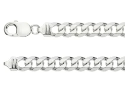 Sterling Silver 9.2mm Diamond Cut Metric Curb Chain 18"/45cm Hallmarked