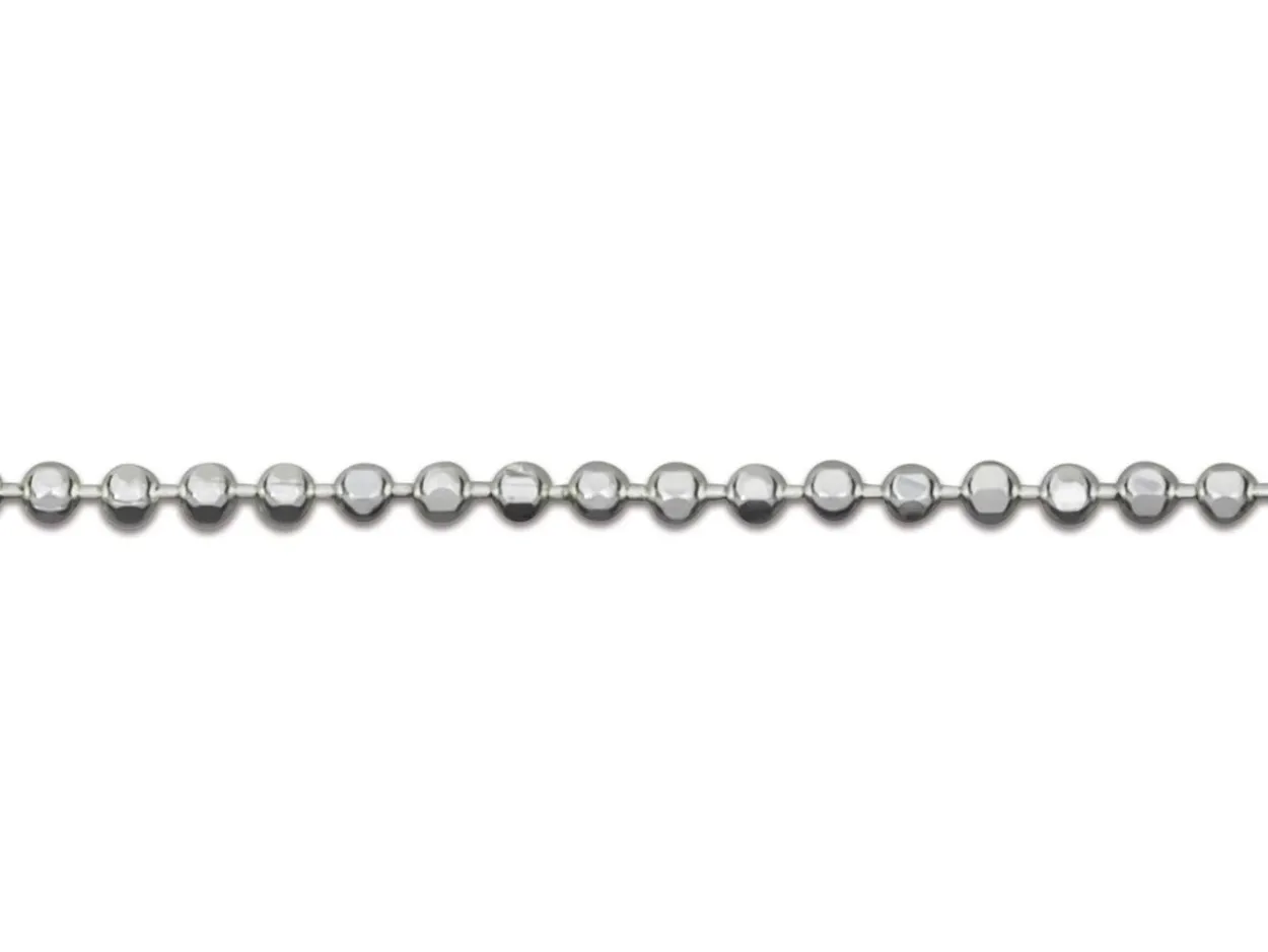 Sterling Silver 1.2mm Diamond Cut Ball Chain 18"/45cm Unhallmarked 100% Recycled Silver